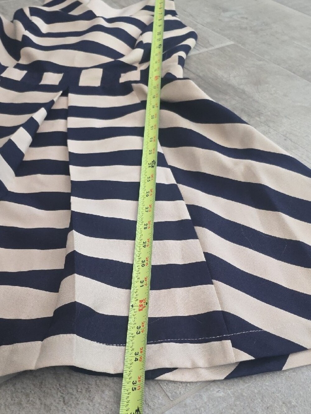 Adelyn Rae Navy and Cream Striped V-Neck Fit-and-Flare Dress - Picture 6 of 12